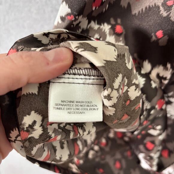 Apostrophe Babydoll Satin Blouse Large Chocolate Flowy Y2K 90s Cottage Prairie - Picture 7 of 8